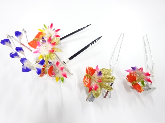 JAPANESE KIMONO / ANTIQUE HAIR ACCESSORY SET / TSUMAMI CRAFT